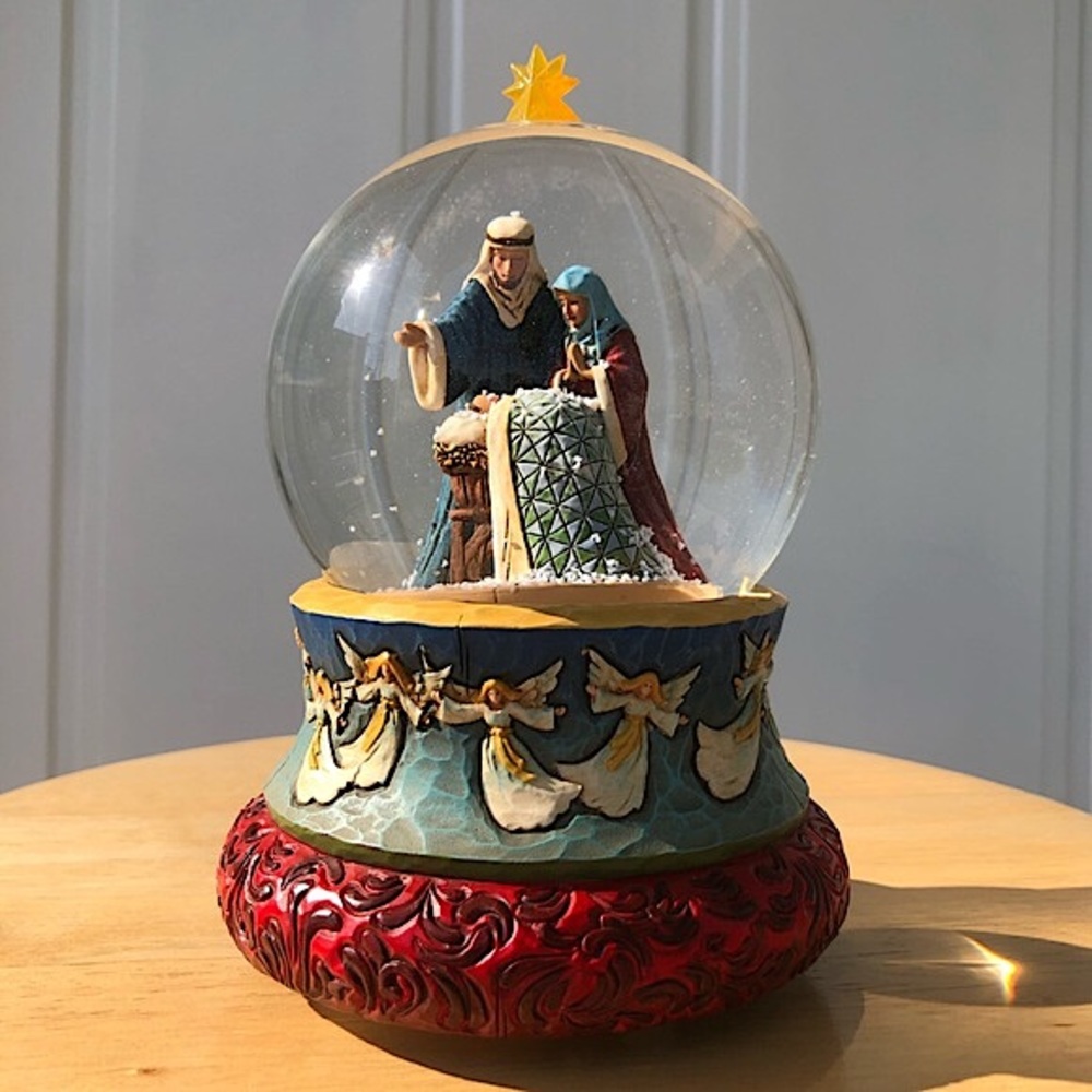 Jim Shore Heartwood Creek ‘Oh, Blessed Family’ Snow Globe #4008847 Musical VGC